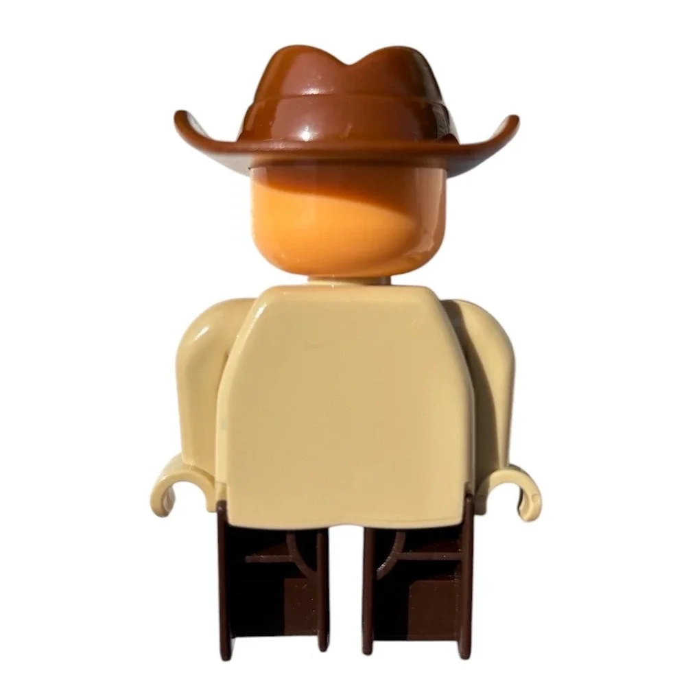 Vintage 90s Duplo Lego Cowboy Figure Town Community Brown Hat Red Bandana